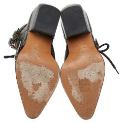 Pre Owned Chloe Green Python Embossed Leather Rylee Ankle Length  Boots Size 36