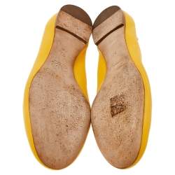 Pre Owned Chloe Yellow Leather Scalloped Ballet Flats Size 38