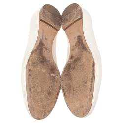 Pre Owned حذاء  باليرينا فلات كلوي لورين جلد أبيض نمط مموج مقاس 38