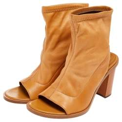 Pre Owned Chloe Brown Leather Ankle Length Boots Size 39