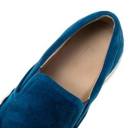 Pre Owned Chloe Blue Suede Ivy Scallop Slip On Sneakers Size 36