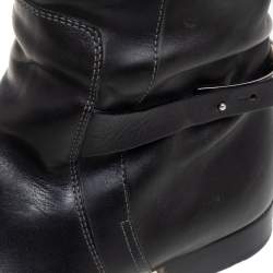 Pre Owned Chloe Black Leather Knee High Riding Boots Size 39.5