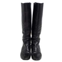 Pre Owned Chloe Black Leather Knee High Riding Boots Size 39.5