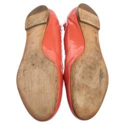 Pre Owned Chloe Coral Pink Patent Leather Lauren Scalloped Ballet Flats Size 38