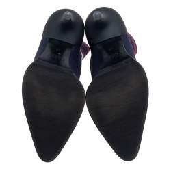 Pre Owned Chloe Blue Knit Fabric Logo Sock Boots Size 38