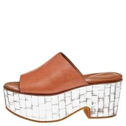 Pre Owned صندل سلايد فلات سي باي كلوي نعل سميك جلد بني مقاس 41