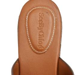 Pre Owned صندل سلايد فلات سي باي كلوي نعل سميك جلد بني مقاس 41