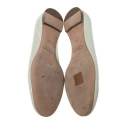 Pre Owned Chloe Tea Green Patent Leather Lauren Scalloped Flats Size 38