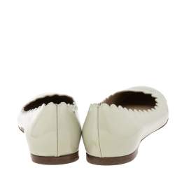 Pre Owned Chloe Tea Green Patent Leather Lauren Scalloped Flats Size 38