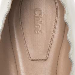 Pre Owned Chloe Tea Green Patent Leather Lauren Scalloped Flats Size 38