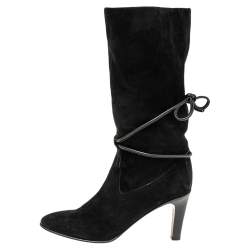 Pre Owned Chloe Black Suede Mid Calf Length Boots Size 41