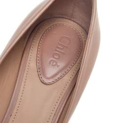 Pre Owned Chloe Beige Leather Round Toe Pumps Size 39.5