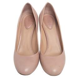 Pre Owned Chloe Beige Leather Round Toe Pumps Size 39.5