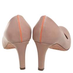 Pre Owned Chloe Beige Leather Round Toe Pumps Size 39.5