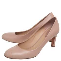 Pre Owned Chloe Beige Leather Round Toe Pumps Size 39.5
