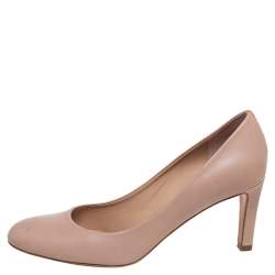 Pre Owned Chloe Beige Leather Round Toe Pumps Size 39.5
