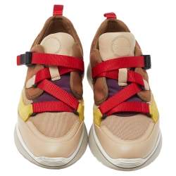 Pre Owned Chloe Multicolor Leather And Canvas Sonnie Low Top Sneakers Size 39