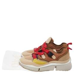 Pre Owned Chloe Multicolor Leather And Canvas Sonnie Low Top Sneakers Size 39