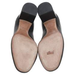 Pre Owned Chloé Black Leather Lauren Scalloped Block Heel Pumps Size 38.5