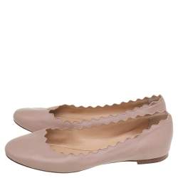 Pre Owned Chloe Beige Leather Lauren Scalloped Ballet Flats Size 36
