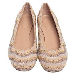 Chloe Beige Leather Studded Ballet Flats Size 37.5