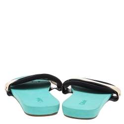 Pre Owned Chloé Black Fabric Metal Band Slide Flat Sandals Size 41