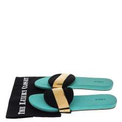 Pre Owned Chloé Black Fabric Metal Band Slide Flat Sandals Size 41
