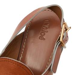 Chloe Tan Leather Criss Cross Platform Wedge Sandals Size 38.5