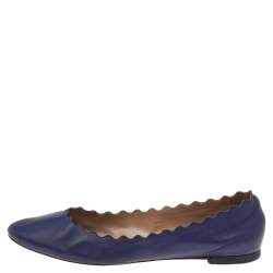 Pre Owned Chloe Blue Leather Lauren Ballet Flats Size 39