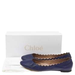 Pre Owned Chloe Blue Leather Lauren Ballet Flats Size 39