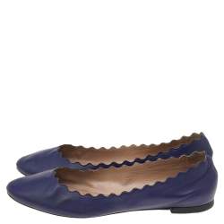Pre Owned Chloe Blue Leather Lauren Ballet Flats Size 39