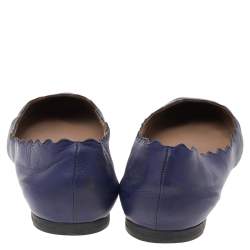 Pre Owned Chloe Blue Leather Lauren Ballet Flats Size 39