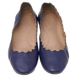 Pre Owned Chloe Blue Leather Lauren Ballet Flats Size 39