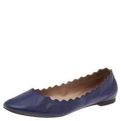 Pre Owned Chloe Blue Leather Lauren Ballet Flats Size 39