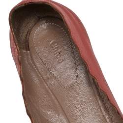 Pre Owned Chloe Pink Leather Lauren Scalloped Ballet Flats Size 38.5