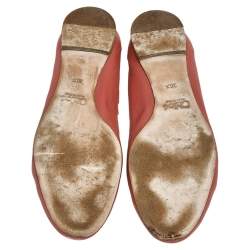 Pre Owned Chloe Pink Leather Lauren Scalloped Ballet Flats Size 38.5