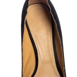 Pre Owned Chloe Black Suede Lauren Scallop Trim Block Heel Pumps Size 40
