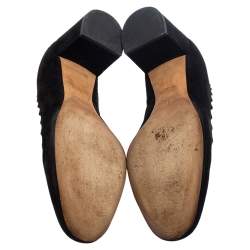 Pre Owned Chloe Black Suede Lauren Scallop Trim Block Heel Pumps Size 40