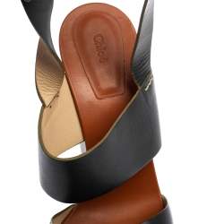 Chloe Black Leather 'Central' Platform Wedge Sandals Size 38.5