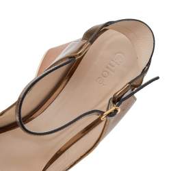 Pre Owned Chloe Bronze Leather Mary Jane Slingback Pumps Size 39