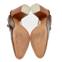 Pre Owned Chloe Bronze Leather Mary Jane Slingback Pumps Size 39