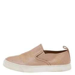 Chloe Beige Leather Embellished Slip On Sneakers Size 39