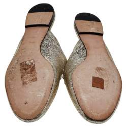 Pre Owned Chloe Gold Foil Leather Lauren Buckle Strap Flat Mules Size 39.5
