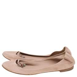 Chloe Beige Suede Embellished Bow Ballet Flats Size 36