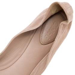 Chloe Beige Suede Embellished Bow Ballet Flats Size 36