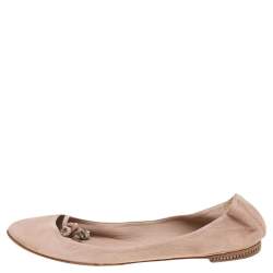 Chloe Beige Suede Embellished Bow Ballet Flats Size 36