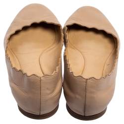 Chloe Pink Leather Lauren Scalloped Ballet Flats Size 36