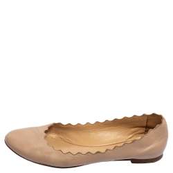 Chloe Pink Leather Lauren Scalloped Ballet Flats Size 36