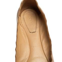 Chloe Pink Leather Lauren Scalloped Ballet Flats Size 36