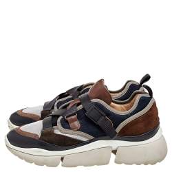 Pre Owned Chloe Multicolor Mesh And Suede Sonnie Low Top Sneakers Size 38